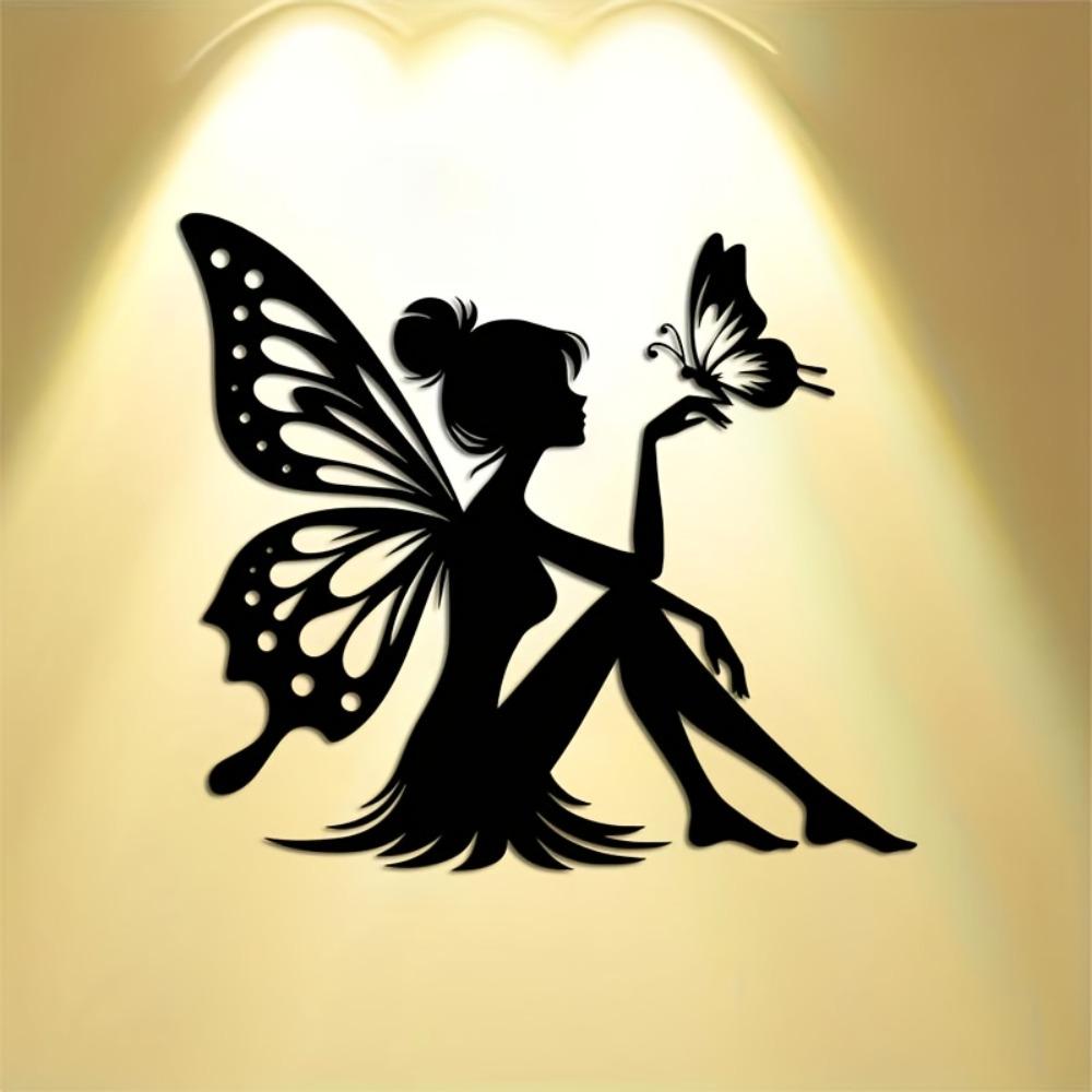 Modern Laser Cut Metal Wall Sculpture 15.75in Fairy Design for Home Garden Yard Decor Indoor Outdoor