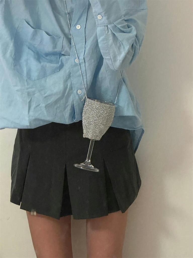Korean Style Wine Glass Cup Bag Suits Crossbody Bag, Bottle Cover, Handbag, creative gift vase, sequins, handmade weaving