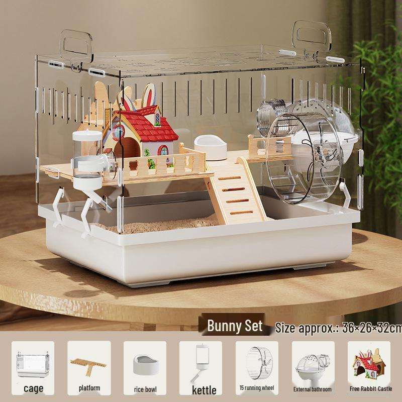Luxury Acrylic Hamster Villa: Spacious, Transparent Breeding Box with Nest for Golden Hamsters