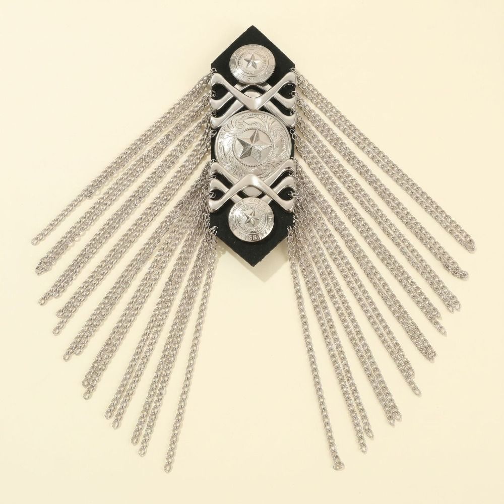 Metal Shoulder Board Badges Tassel Chain Fringed Epaulet Decoration Vintage Brooch Pin For Jacket