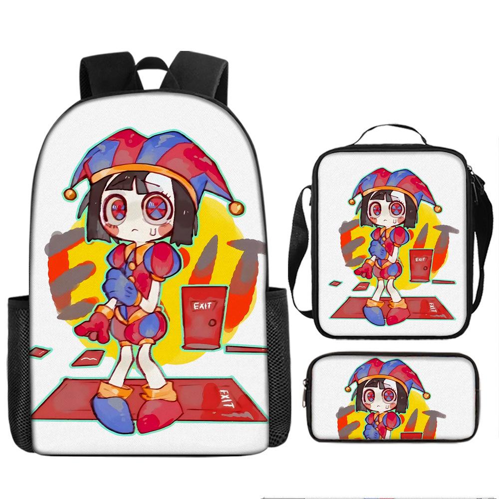 DER ERSTAUNLICHE DIGITALE ZIRKUS Rucksack-Set aus 3 Stück Großer Schulrucksack Reise-Tagesrucksack für Kinder Jugendliche Erwachsene