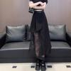 Irregular Skirt Bow Tie Drawstring Floral Skirt Half Body Skirt Girlish Style Small Stature High Waist A-line Skirt