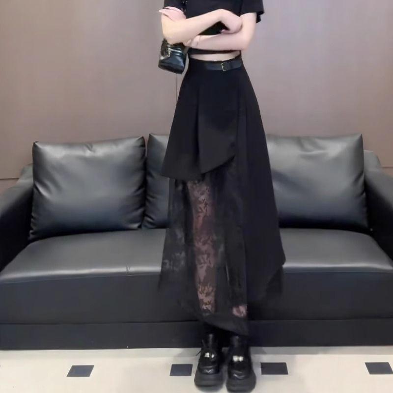 Irregular Skirt Bow Tie Drawstring Floral Skirt Half Body Skirt Girlish Style Small Stature High Waist A-line Skirt