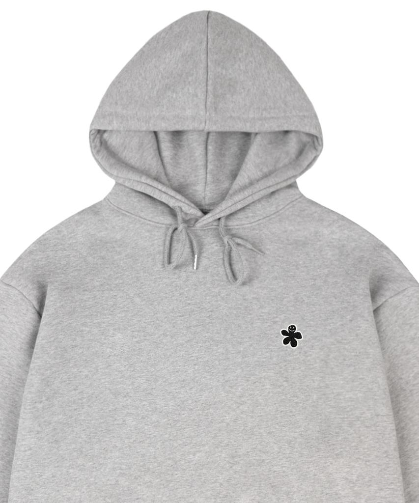 [Unisex] Black Odd Flower Embroidered Hoodie_Gray