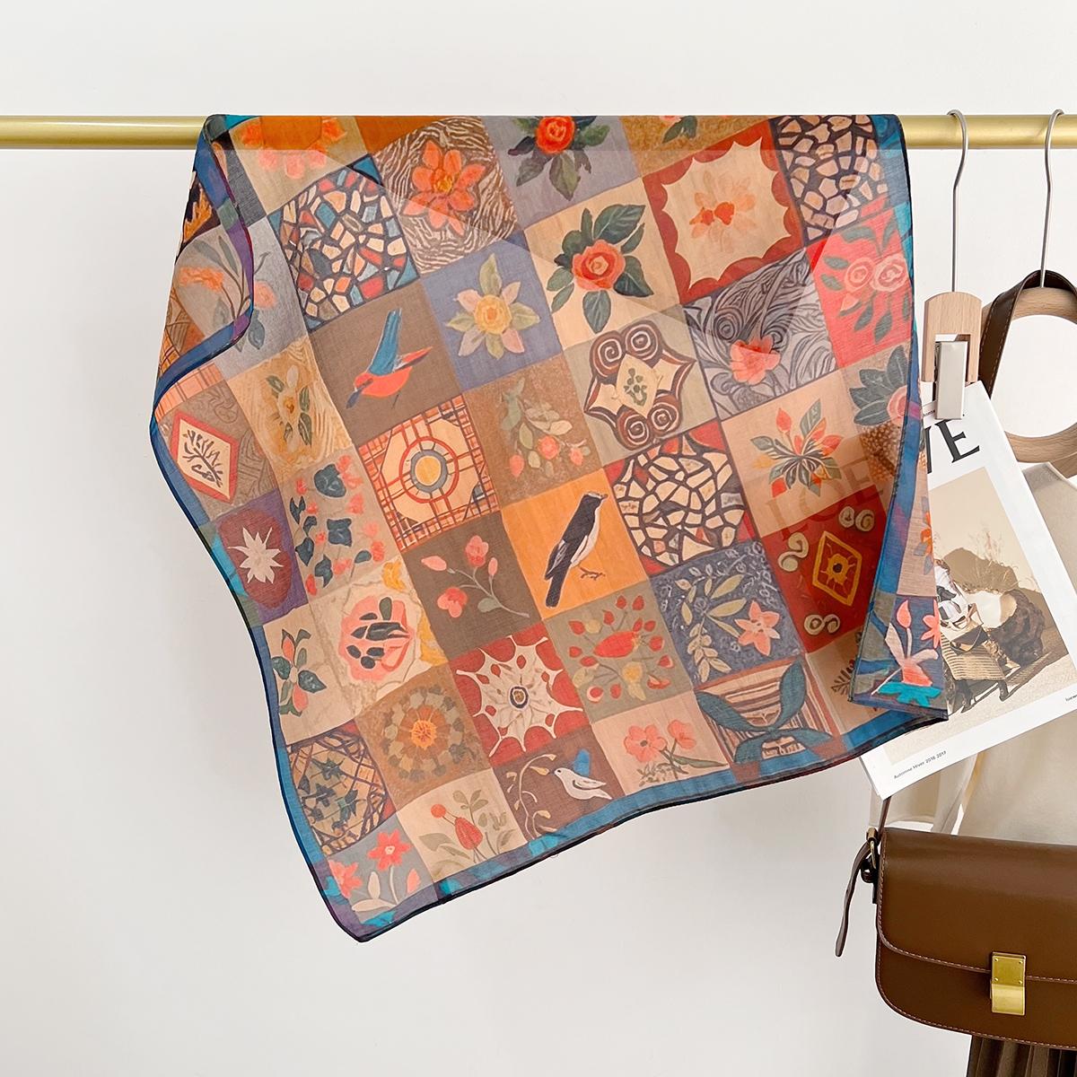 

Литература и искусство смешанный тутовый шелк маленький квадратный шарф летний универсальный многофункциональный декоративный сумка головной платок повязка на голову шарф высокого класса 65cm