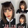 MISSQUEEN Synthetic Brown Gradient Bangs Bob Wig Shoulder-length Straight Wig Suitable for Female Role Daily Wig Heat-resistant Fiber