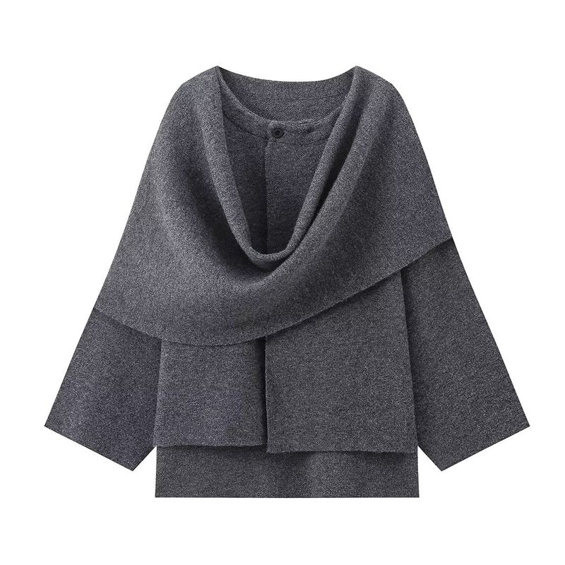Kaslead New Arrival Women's Clothing Fashion Style Fashion Minimalist Casual Scarf Knitting Short Outwear