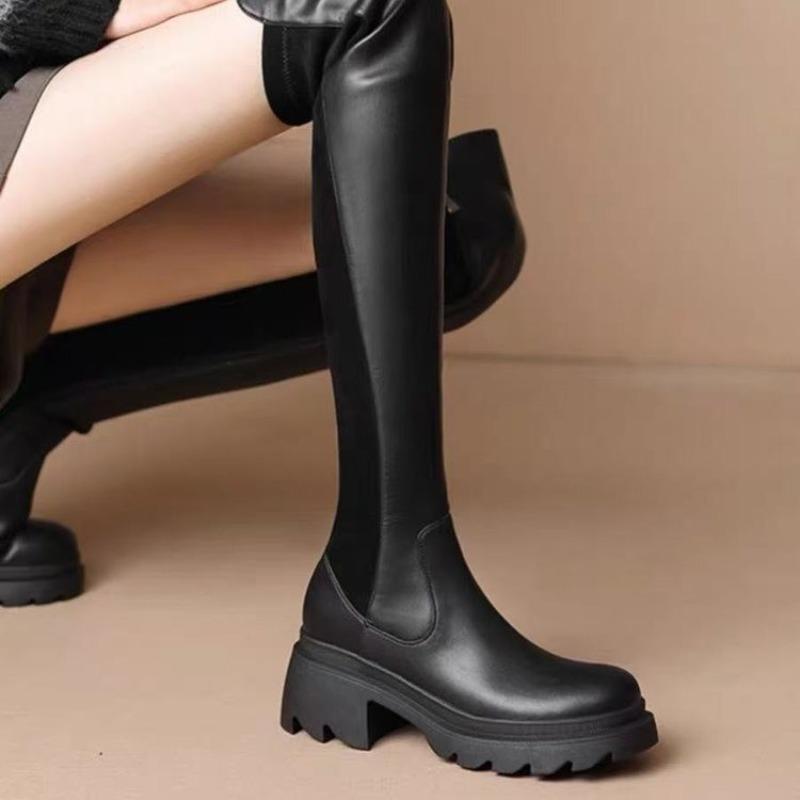 High Boots Autumn New Round Toe Sleeve Platform Block Heel Fashion Over-the-Knee Boots