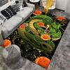 "Green Dragon Pattern Carpet with Orange Spheres, Fantasy Style Decor" Suitable for use as an anti-slip for living room bedroom sofas