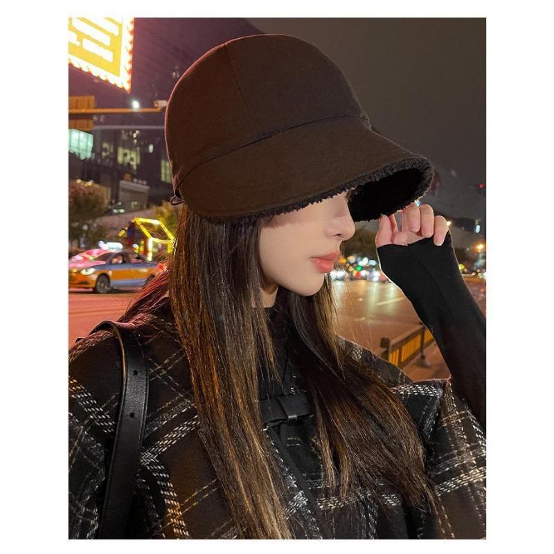 Women S Lamb Fleece Thick Short Brim Warm Winter Baseball Cap