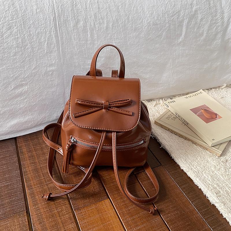 Small Backpack Solid Pu Leather Handbag Tote For Women Casual Fashion Travel Shoulder Bag Lady Phone Purse Anti-theft Backbag