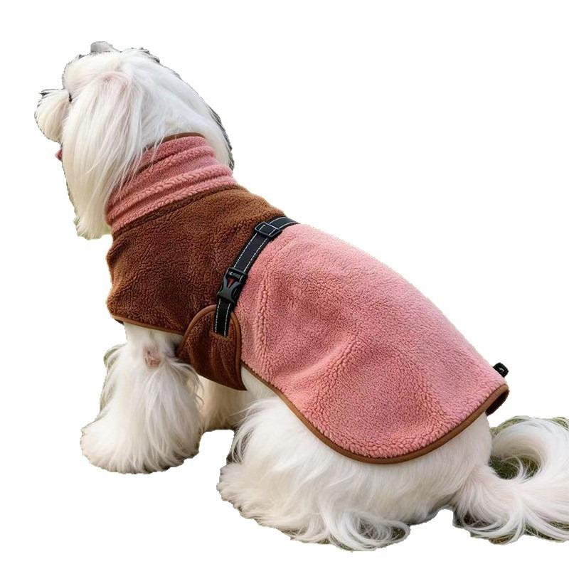 Autumn and Winter New Pet Clothes Lamb Wool Double-layer Dog Clothes Jacket Small Medium and Large High Neck Warm Dog Clothes