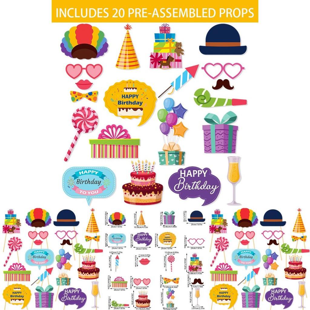 Celebration Photo Booth Props Kit With Cartoon Paper Materials For Kids And Adults