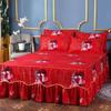 Fashion Soft Sanding Bedspread Anti-skip Wedding Bed skirt Queen King Size No Pilling Fitted Sheet Cover Double Layer Bed Cover