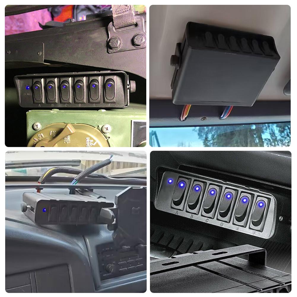 Switch Box Rocker with LED Light Indicator 40A 12V Car Switch Panel ON OFF 6 Gang Buttons for Boat Truck Trailer Caravan Marine