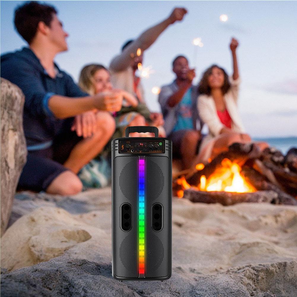Bluetooth-Compatible Speaker Stereo Loud Speaker Colorful Lights Double Subwoofer Heavy Bass Sound for Travel Indoor and Outdoor
