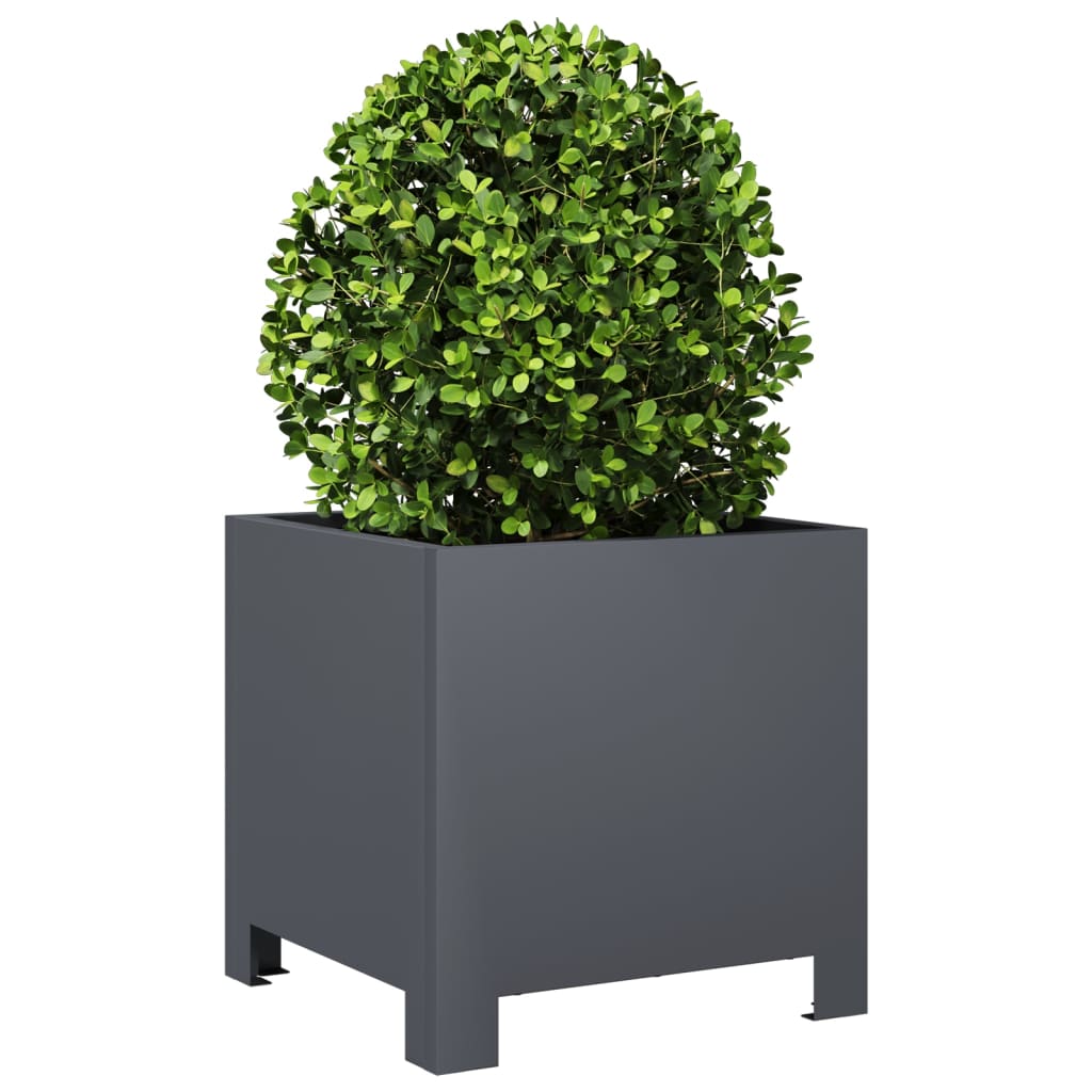 Vidaxl Garden Planters, 2 Pcs, Anthracite, 30X30X30 Cm, Steel