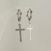 Trend Personality Geometry Sliver Color Cross Pendant Rivet Hoop Earrings for Women Men Gothic Punk Piercing Jewelry Accessory