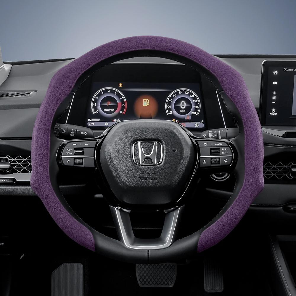 

Suitable for Honda Premium Suede Snap-On Steering Wheel Cover Anti-Slip Durable Car Accessories Civic Fit 8Th Gen 8 City Accord 9 10 Vezel Freed Bre фіолетовий