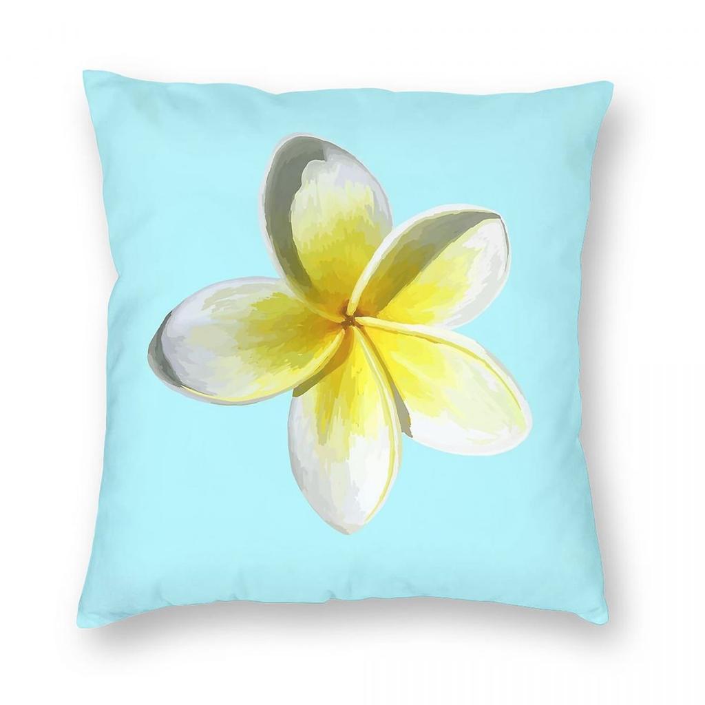 Frangipani Plumeria Pillowcase Polyester Linen Velvet Printed Zip Decor Pillow Case Bed Cushion Cover Wholesale x