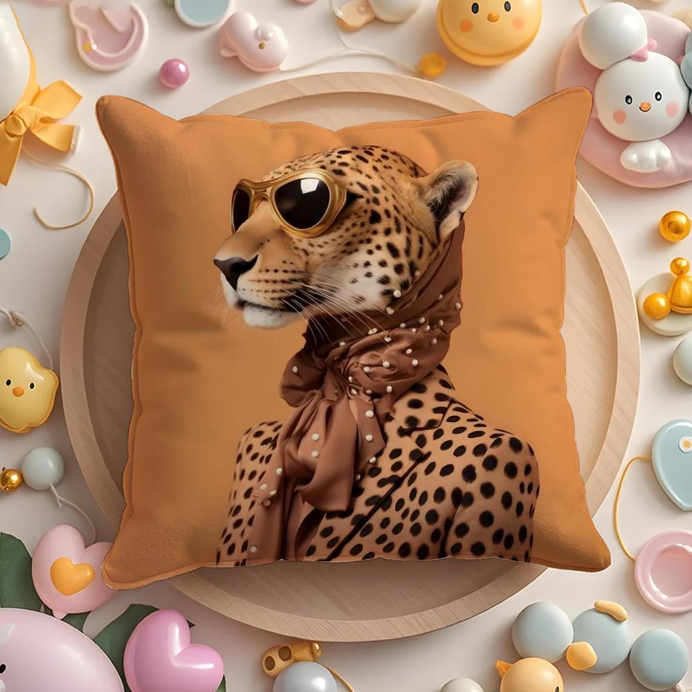 

Fashion With Wreath Animals Pillow Case Soft Plush Fabric Double-Sided Printed Cushion Cover Warm Winter Sofa Pillow Case 30cmx30cm