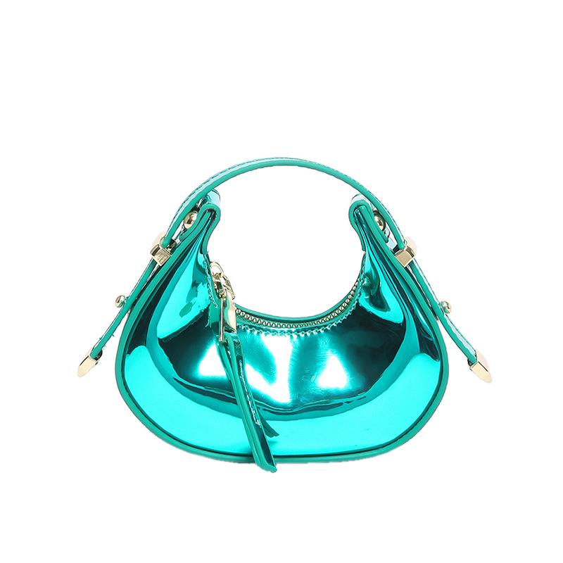 Women's Textured Crossbody Lipstick Bag: Candy Color Mini Crescent