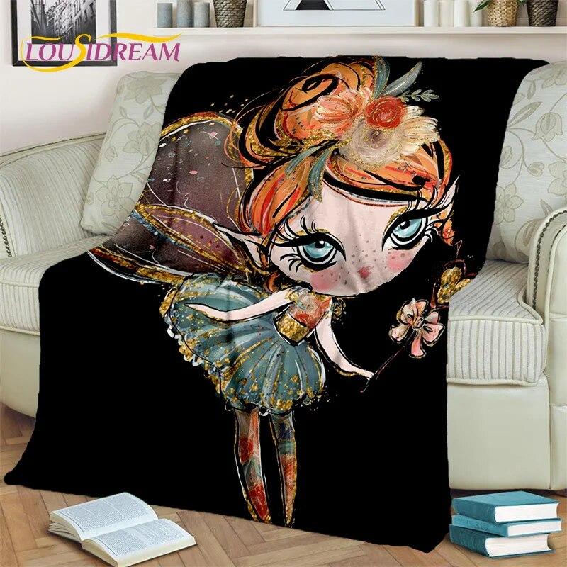 Cartoon Ballerina Fairy Cute Ballet Girl Blanket,soft Throw Blanket for Home Bedroom Bed Sofa Picnic Office Cover Blanket Kids