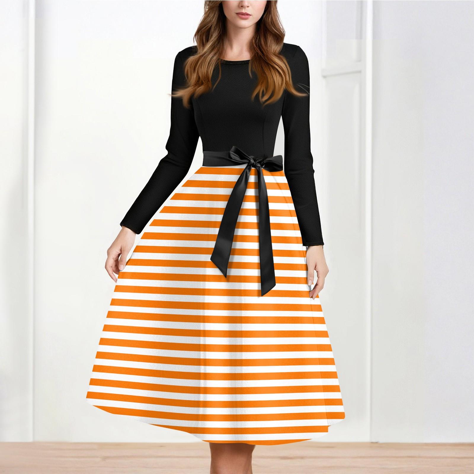 

Жіноча повсякденна та модна сукня з довгими рукавами та R-подібним вирізом зі сніжинками XXXXL шафрановий