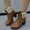 Fashion Women Ankle Boots Outdoor Fashion Anti-slip Boots Autumn Winter High Quality Boots 2025 New Lace-up High Heels Shoes for Women