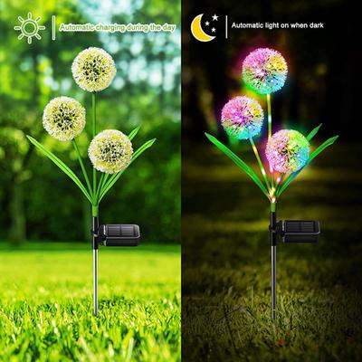 2Pcs Outdoor Solar Dandelion Lights IP65 Waterproof Automatic On/Off Landscape Lighting Easy To Install Garden Solar Lamps