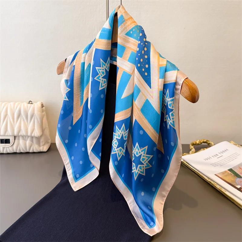 Popular Shawl Europe America Fashion Bandannas Women New Print Sunscreen Kerchief Hijab Four Seasons Luxury Square Silk Scarves