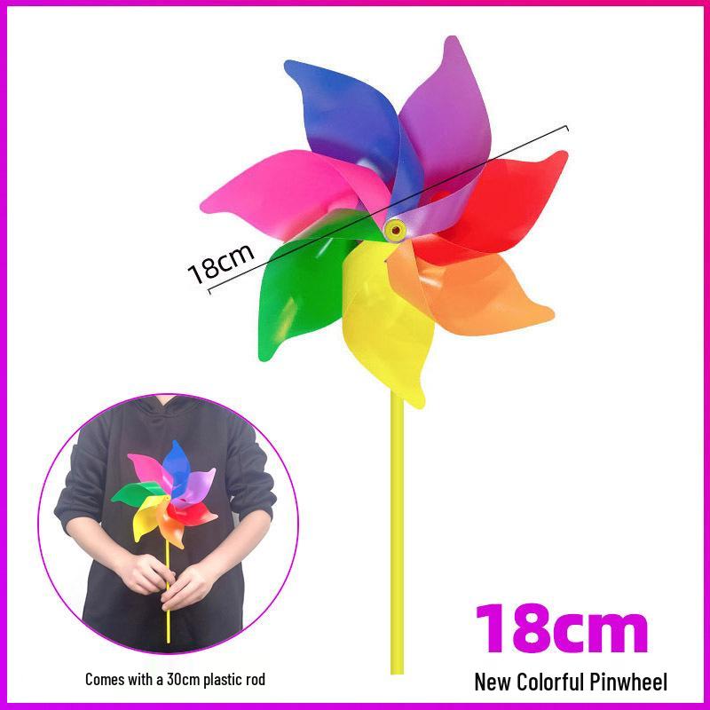 

Seven-Color Sunflower Windmill: Colorful Wooden Pole Wind Spinner for Outdoors and Playgrounds Includes plastic rod
