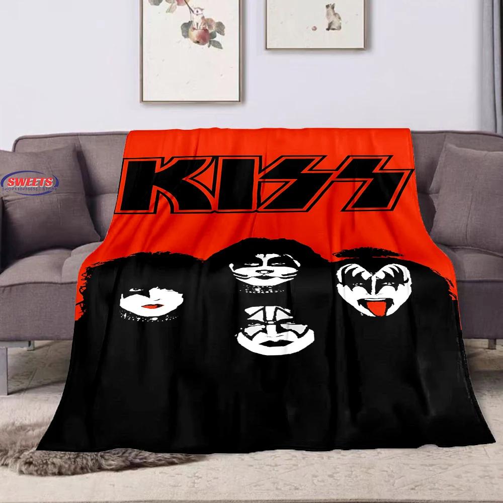 Warme und kuschelige Flanelldecke K Kiss Band Decke, Sofa Schlafzimmer Büro Freizeit Nickerchen Camping Decke, Schönes Geschenk für Kinder