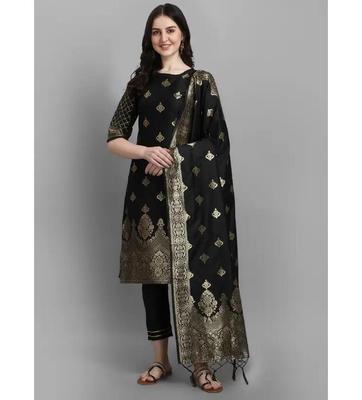 Women Designer Party Wear Top Tunic Cotton Silk Kurti Pant Dupatta Set