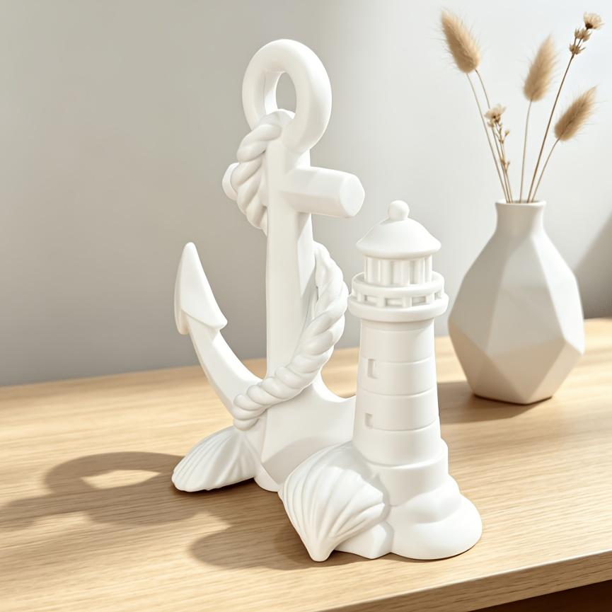 DIY Nautical Anchor & Lighthouse Statue 3D printing Figurine for Beach Themed Home & Office Painting Coastal Home Decor Ornament