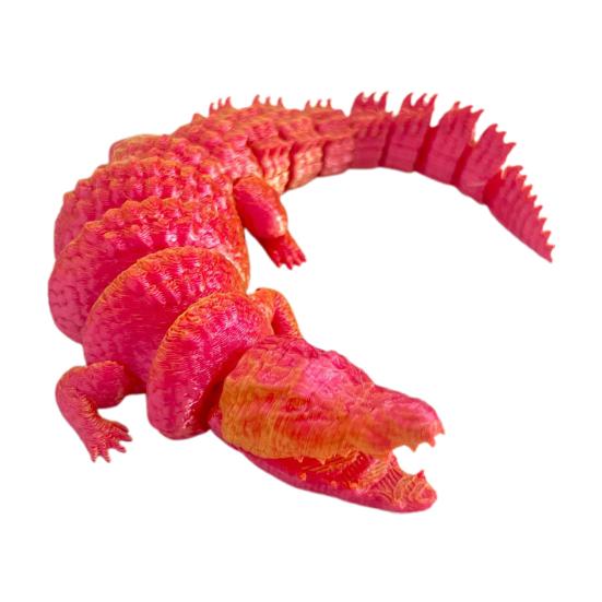 3D Printed Crocodile Toy Articulated Crocodile Ornament Crocodile Action Figure Fidget Toy Gift for Adults Home Office Desk Decor