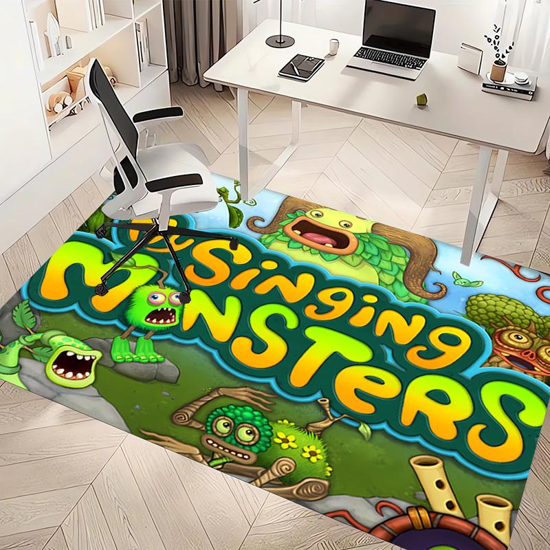 1pc My Singing Monsters Print Area Rug - Soft, Washable Non-Slip Indoor Mat, Living Room, Home Office Decorative Rug,Office Decorative