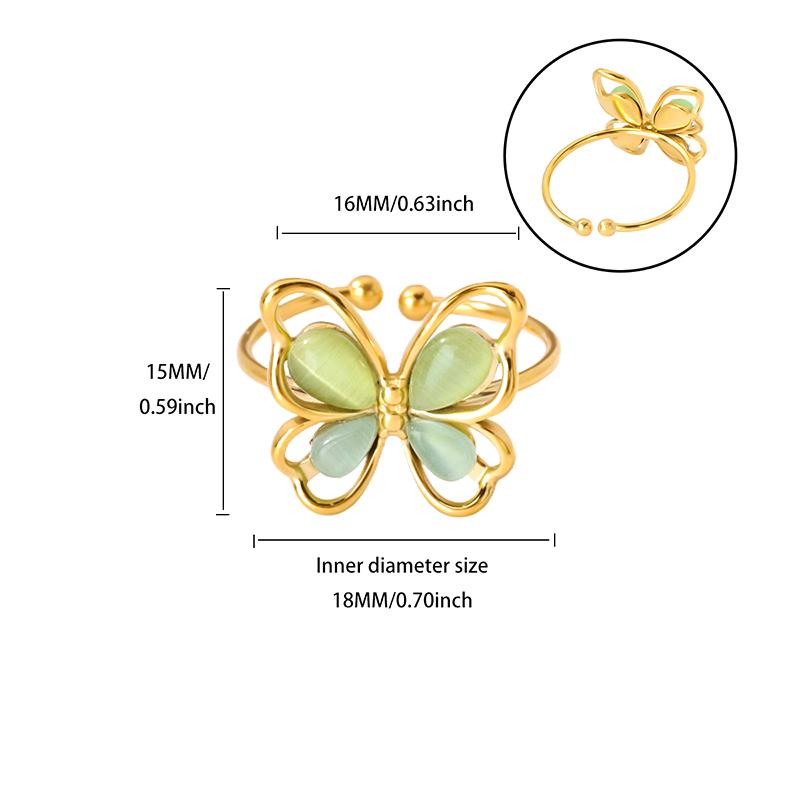 Popular Butterfly Rings For Women Gold Color Stainless Steel Geometric Opening Finger Ring Aesthetic Wedding Christmas Jewelry