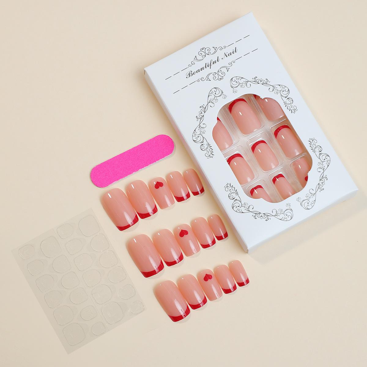 

Valentine s Day Wearable French Edge Heart Rectangle Nail Art Set