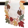 Thanksgiving Table Runner Embroidered Fall Leaves Table Centerpieces 72 inches Long Leaves Autumn Maple Leaf Cut Out Dinning Coffee for Party White