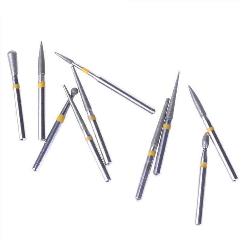 10Pcs Dental Diamond Burs Set For Teeth Porcelain Ceramics Composite Polishing Lab Material High Quality