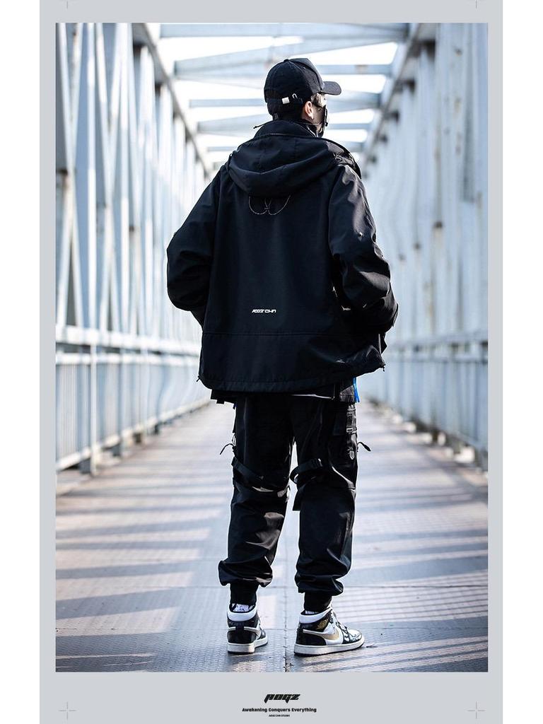 AOGZ Unisex Hooded Windbreaker for Spring/Autumn 2024 - Functional American-Style Jacket