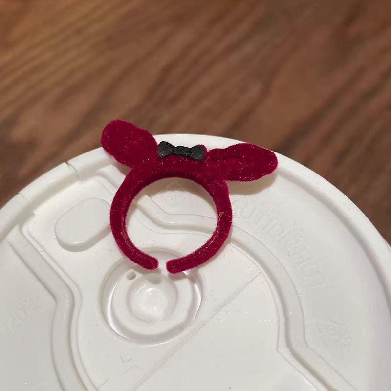 

Кольцо с флокированными кроличьими ушками для женщин: Милое, симпатичное, уникальный дизайн, простой открытый указательный палец, осенне-зимний стиль, индивидуальное кольцо.