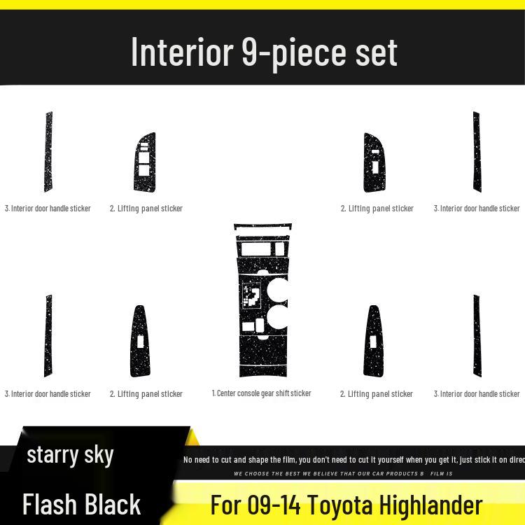 Carbon Fiber Anti-Kick Center Console Sticker for 09-21 Toyota Highlander Interior Decoration