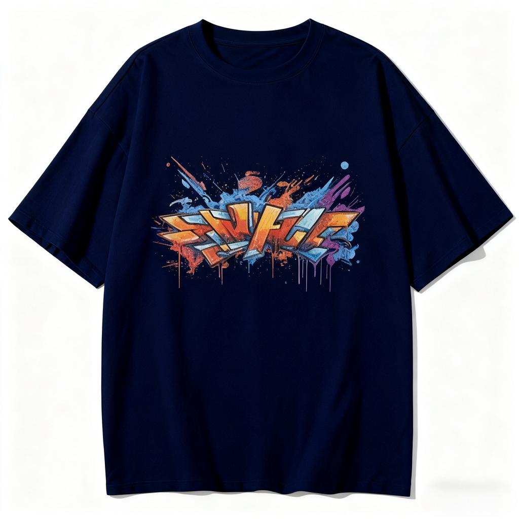 New Summer 2025 Fashion Graffiti Print T-shirt Loose and Casual Short-sleeved Cotton Sport Top for Men and Women