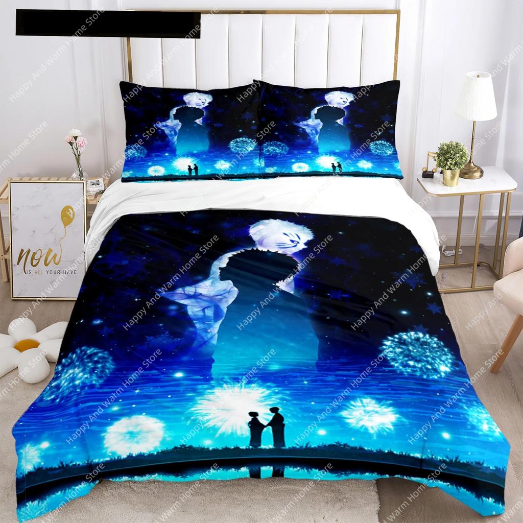 Comforter Anime Demon Slayer Print Bedding Set 2/3Pieces Nezuko Queen Double Single King Size Boys Adults Gift