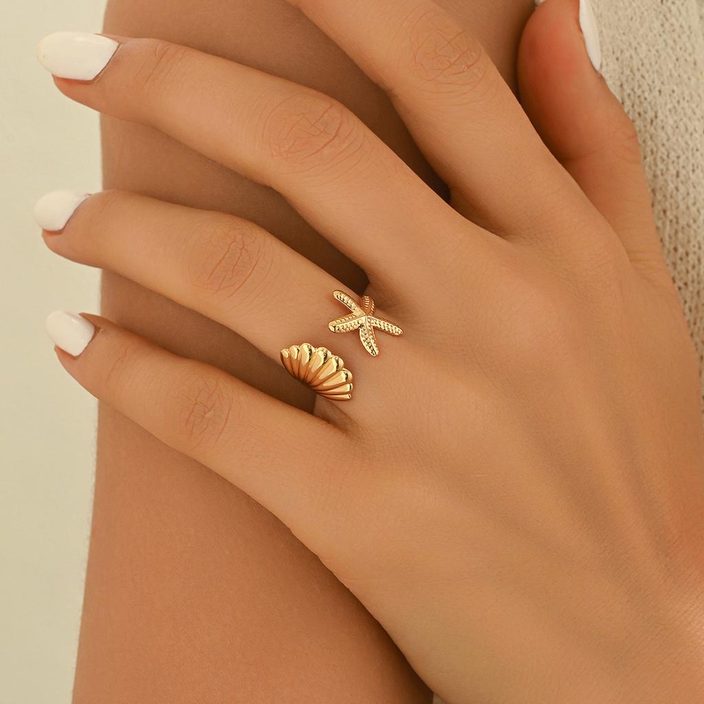 Geometric opening bracelet European and American jewelry summer ocean elements beach vacation wind starfish ring female