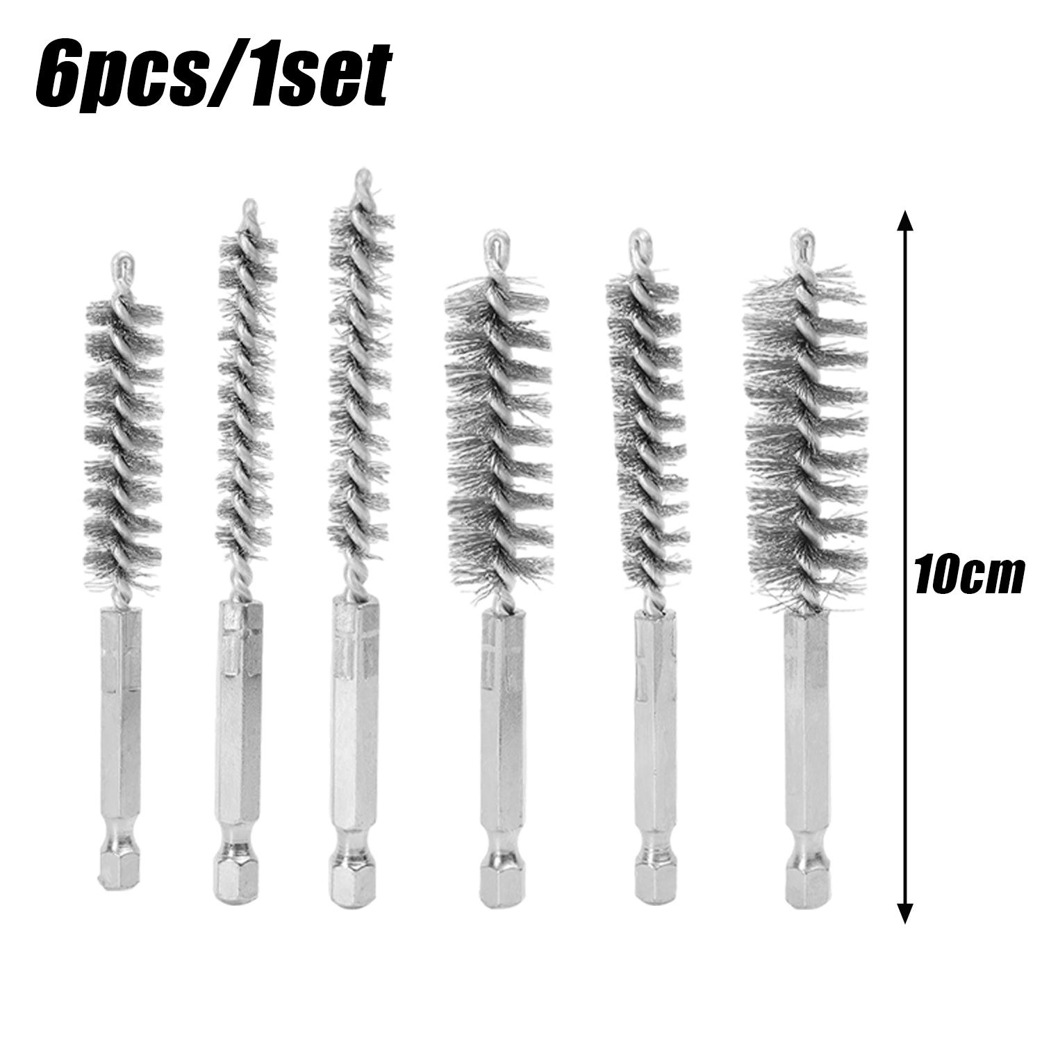 

6/12pcs Stainless Steel Drilling Wire Pipeline Brushes Wire Tube Machinery Cleaning Brush Deburring Polish Rust Removing Tools