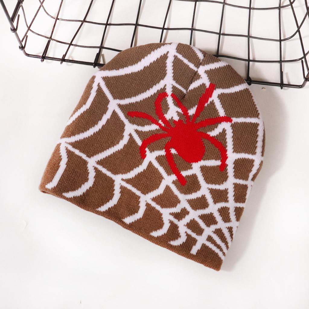 Spider Pattern Knit Beanie For Men And Women Warm Streetwear Fashion 2023
