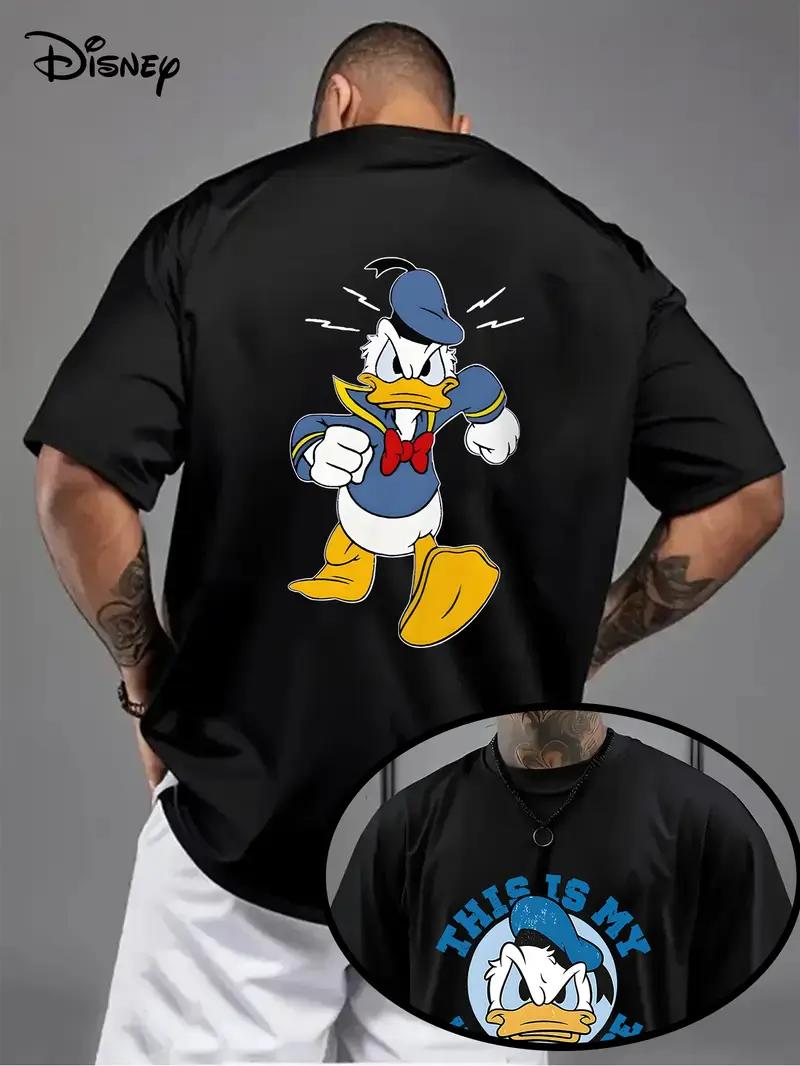 

2025 Summer Cool Couple Disney Donald Duck T Shirt Unisex Men s 100% Pure Cotton Printed T-shirt Oversize Top Clothing O-Neck M